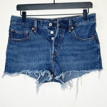 LEVI’S 501 button fly rigid denim cutoff jean shorts women’s size 27 - £23.15 GBP