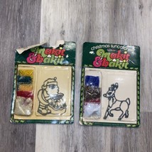 NEW Vintage Makit &amp; Bakit Christmas Stained Glass Suncatchers Quincraft Set Of 2 - £15.53 GBP