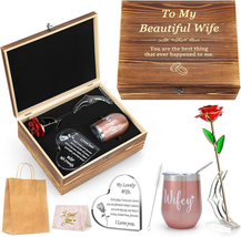 Mothers Day Gifts for Wife, Wife Gift Set with Crystal Engraved Heart, 24K Gold - £75.15 GBP