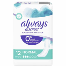 Always Discreet 0% Incontinence Pads for Sensitive Skin 12-pack in the Normal - $78.90