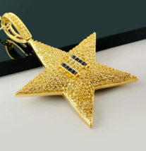 2Ct Redondo Corte Diamante Imitación Hombres Estrella Colgante Charm 14K Dorado - £200.79 GBP