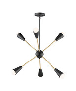 Modern Brass Sputnik Chandelier 6 Matte Black Arm Decorative Unique Light  - £115.23 GBP