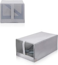 Gray Fabric Storage Box with Lid, 4 Pack Ventilated Collapsible Storage Cubes - £30.12 GBP