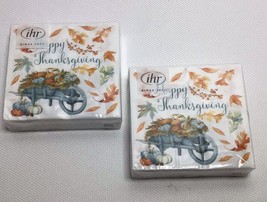 2 IHR Happy Thanksgiving Paper 20 Napkins 5” X 5” - £11.94 GBP