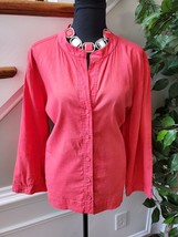 Eileen Fisher Women&#39;s Pink Linen Long Sleeve Casual Button Down Shirt Size Large - £35.97 GBP