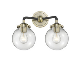 Bath Vanity Light Beacon 6" Black Antique Brass Nouveau Clear 284-2W-BAB-G202-6 - £195.77 GBP