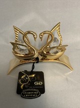 DOUBLE SWANS 24K GOLD PLATED ACCENTED SWAROVSKI CRYSTALS 3.25”L X 1”W X 2”H - $461.44 MXN