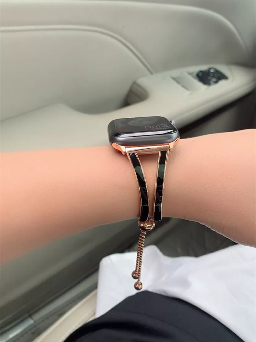 Cute Rosegold Black Stripe Bracelet Watchband For Iwatch   - £30.66 GBP