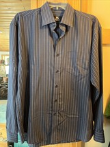 Burberry London VTG Men’s 16 Blue Striped Long Sleeve Button Down Cotton... - $58.90