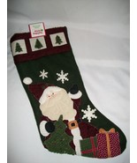 Green Santa Fleece Christmas Tree Snowflake Stocking Country Holiday Orn... - £19.91 GBP