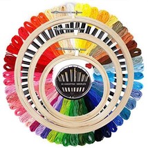 Pack of 3 Embroidery Hoop Frame 25 Multicolored Skin Threads 8m Each+30 Golden E - £18.46 GBP