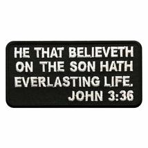 John 3-36 Embroidered Christian Bible Patch [4.0 X 2.0 Iron on Sew on-MJP4] - £4.61 GBP