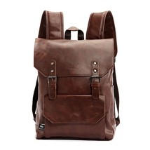 HOT Sell  Leather Men Vintage Backpa Casual Daypa Teenager Laptop  School Bag Ko - £80.94 GBP