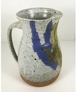 Studio Art Pottery Speckled Glaze Pitcher Jug With Handle 9” Signed Farm... - $39.59