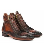 Paul Parkman Mens Shoes Boots Brown Crocodile Textured Calfskin Leather ... - $933.10 CAD