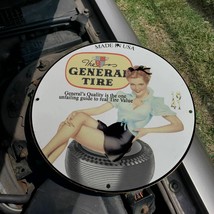 Vintage 1941 General Rubber Tire Manufacturer Porcelain Gas &amp; Oil Pump Sign - £116.28 GBP