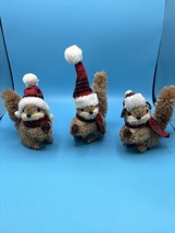 Vintage Paper Mache Hand Crafted Christmas Holiday Squirrel’s Lot Of 3 - £19.73 GBP