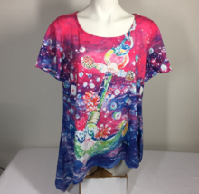 Leoma Lovegrove Medium Top Short Sleeve Diagonal Hem Nautical Anchor - $12.50