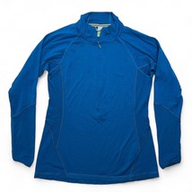 Smartwool Womens Large 1/4 Zip Pullover Blue 100% Merino Wool Long Sleeve 32&quot; - £19.16 GBP