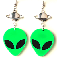 Acrylic Alien Head Space Earrings ufo jewelry ladies dangle new JL690 aliens - £6.71 GBP