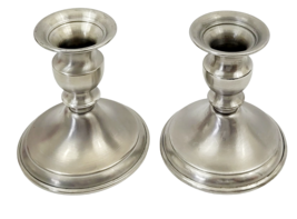 Vintage Leonard Weighted Genuine Pewter Candle Holders Pair - £10.22 GBP