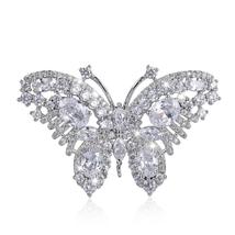 Luxurious unique Cubic Zirconia Butterfly Brooch For Women two color clear Cryst - £19.94 GBP