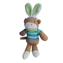 Dandee Plush Sock Monkey 10 Inch Stuffed Animal Brown Easter Ears Bunny - £15.37 GBP