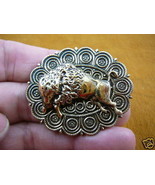 (#B-buff-3) Buffalo love lover running bison herd BRASS pin brooch pendant - $20.99
