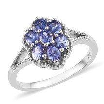 Natural Tanzanite Wedding Ring, 14K White Gold Plated Luxury Gift For Woman - £47.62 GBP