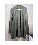 Belldini Womens Solid Crochet Cardigan Sweater Green Open Front Size Medium - $30.77 CAD
