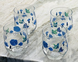 Flower Flying Butterfly Hand Painted Wine/Beer Glasses(4) 16.8 oz/ 497 Ml - $44.55