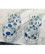 Flower Flying Butterfly Hand Painted Wine/Beer Glasses(4) 16.8 oz/ 497 Ml - $44.55
