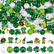 St Patricks Day Wood Beads Large Lot Green Assorted Mix Bulk 200pcs 16mm - £24.60 GBP