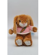 Bunny Rabbit w/Pink Sweater CARROT 9&quot; Soft Plush Kids of America CLEAN  - £9.03 GBP