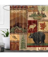 Mountain Cabin Lodge Bear Lake Fabric Shower Curtain, Modern Rustic,72&quot;x... - $40.19 CAD