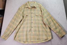 Cabela&#39;s Shirt Men Size XL Yellow Plaid Polyester Long Sleeve Collar Button Down - £14.34 GBP