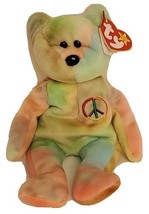 Ty Peace Bear Birth February 1 1996 Rainbow Colors Tie Dyed Beanie Baby  - $4.80