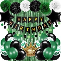 Birthday Decorations For Men Green And Black Party Decorations For Boy Happy Bir - £23.52 GBP