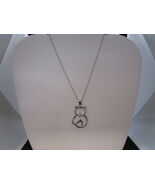 Cat Tibetan Silver Chain Necklace with CZ - $15.99