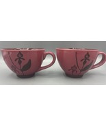 Set of 2 Starbucks Ceramic Tea Coffee Mugs 2006 Pink Mauve Iris Floral 1... - $242.63 MXN