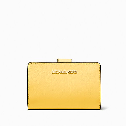 New Michael Kors Medium Crossgrain Leather Wallet Daisy Yellow - $55.71