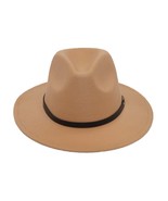 Khaki Fedora Wide Brim Panama Cowboy Hat UNISEX - £32.83 GBP