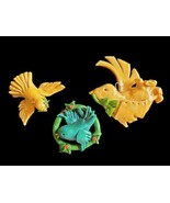 Vintage 3 Handcrafted Salt Dough Christmas Ornament Doves Blue Bird Wrea... - $24.24