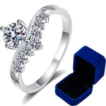 Real Moissanite Halo Engagement Ring Platinum Plated Sterling Silver Diamond Pri - £38.58 GBP