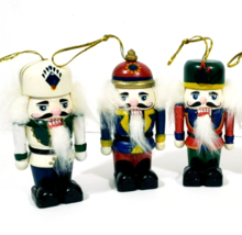 Christmas Nutcrackers Ornaments 6 Minis 3&quot; and 2 Tinies 2.5&quot; Set of 8 Wooden - £15.68 GBP