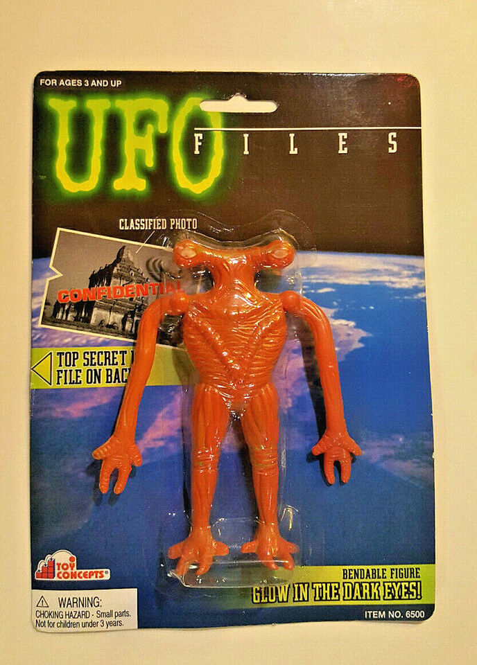 UFO FILES Space Alien NOC Bendable Action Figure AMPHIBOID SCIENTISTGlow... - $135.82