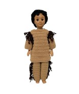 Vtg 1980&#39;s Fibre Craft 15&quot; Native American Doll Crocheted Outfit Sleepy ... - $23.75