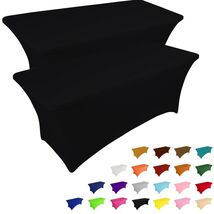 Machine Washable 6FT Black Spandex Table Covers - 2 Pack for Stylish Events - $35.59