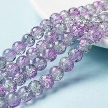 Bead Lot 10 strand 8mm round crackle glass Two Tone plum and gray 31 inch CCG61 - £7.56 GBP