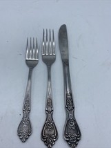 NORMANDY Stainless Unknown Manufacturer Textured Glossy Flatware 3-Place... - $24.74